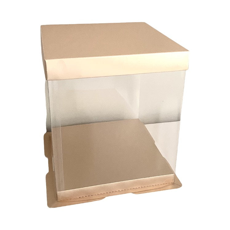Gold Clear Tall Acrylic Cake Box - 8x8x6