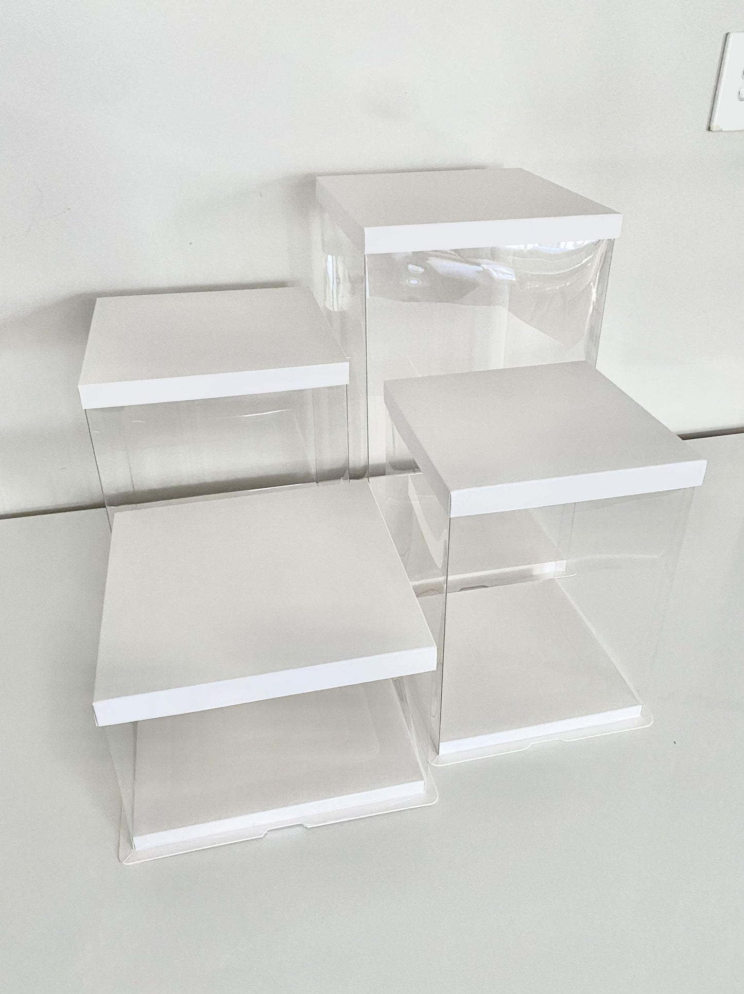 White Clear Tall Acrylic Cake Box - 10x10x17.5