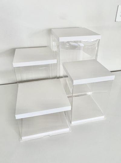 White Clear Tall Acrylic Cake Box - 10x10x17.5
