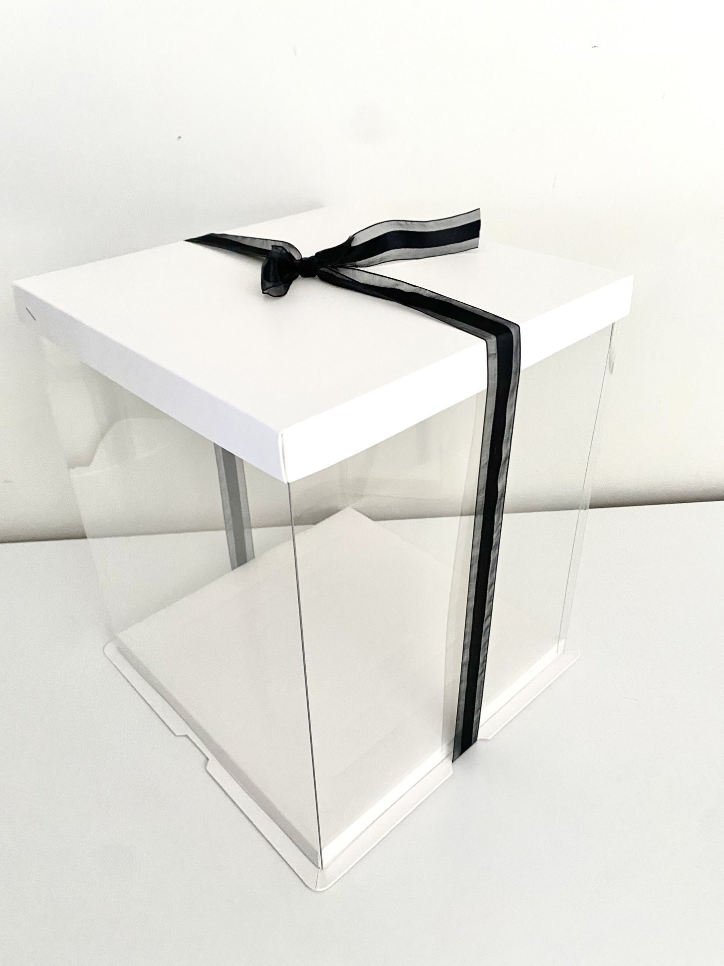 White Clear Tall Acrylic Cake Box - 10x10x17.5