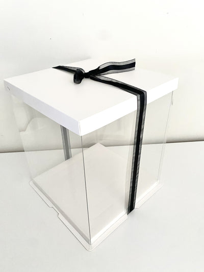 White Clear Tall Acrylic Cake Box - 10x10x6