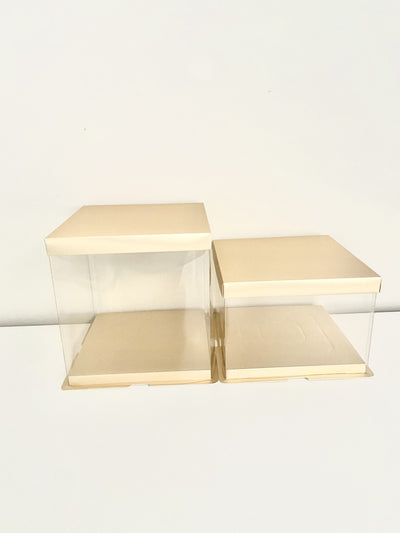 Gold Clear Tall Acrylic Cake Box - 6x6x8